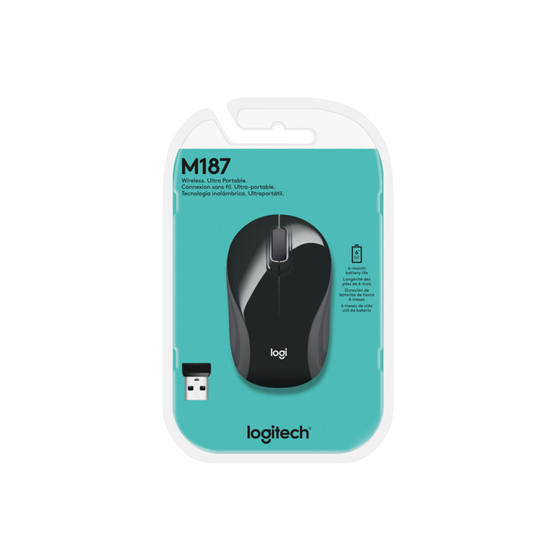 Logitech M187 Wireless Ultra Portable Mouse - Black in Qatar Logitech M187 Wireless Ultra Portable Mouse - Black in Qatar